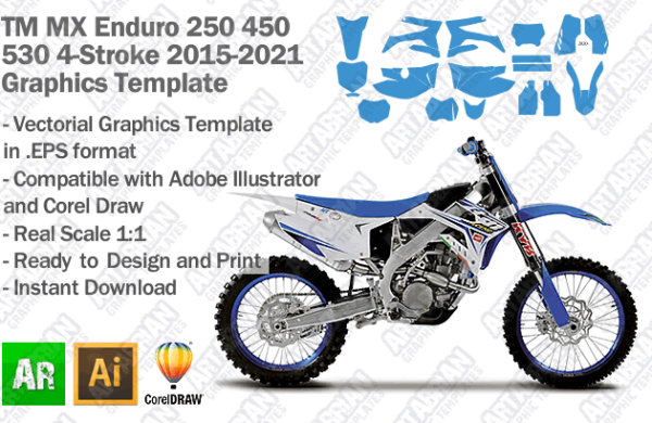 TM MX Motocross Enduro 250 450 530 4-Stroke 2015 2016 2017 2018 2019 2020 2021 Graphics Template