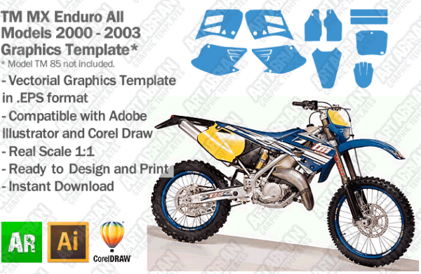 TM All Models Enduro MX Motocross 2000 2001 2002 2003 Graphics Template