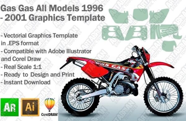 Gas Gas Enduro MX Motocross All Models 1996 1997 1998 1999 2000 2001 Graphics Template