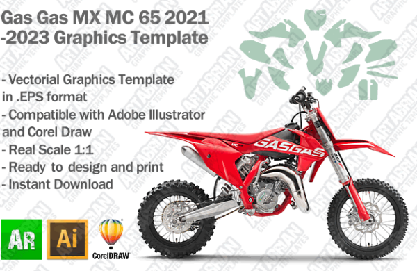 Gas Gas MX Motocross MC 65 2021 2022 2023 Graphics Template
