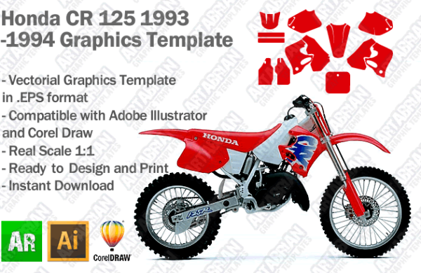Honda CR 125 MX Motocross 1993 1994 Graphics Template
