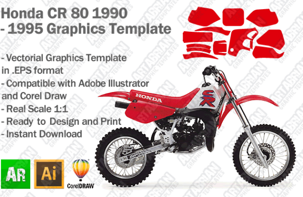 Honda CR 80 MX Motocross 1990 1991 1992 1993 1994 1995 Graphics Template