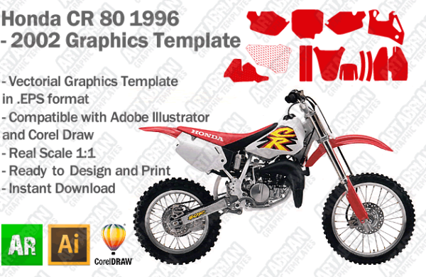 Honda CR 80 MX Motocross 1996 1997 1998 1999 2000 2001 2002 Graphics Template
