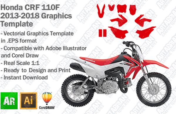 Honda CRF 110F MX Motocross 2013 2014 2015 2016 2017 2018 Graphics Template