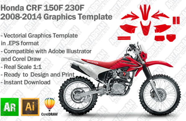 Honda CRF 150F 230F MX Motocross 2008 2009 2010 2011 2012 2013 2014 Graphics Template