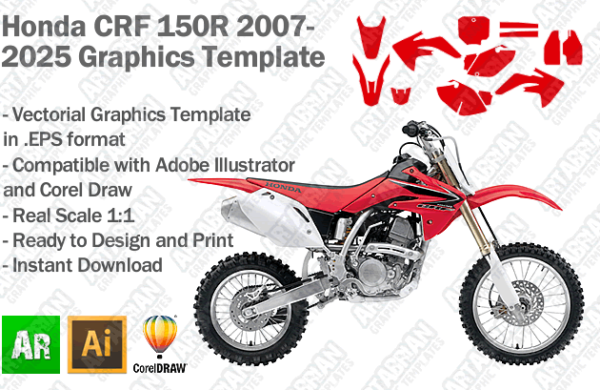 Honda CRF 150R MX Motocross 2007 2008 2009 2010 2011 2012 2013 2014 2015 2016 2017 2018 2019 2020 2021 2022 2023 2024 2025 Graphics Template