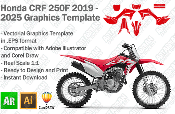 Honda CRF 250F Trail MX Motocross 2019 2020 2021 2022 2023 2024 2025 Graphics Template