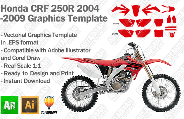 honda-crf-250r-2004-2005-2006-2007-2008-2009-graphics-template ...