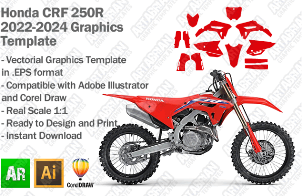 Honda CRF 250R MX Motocross 2022 2023 2024 Graphics Template