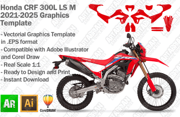 Honda CRF 300L LS M 2021 2022 2023 2024 2025 Graphics Template