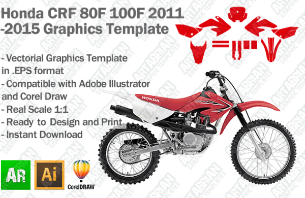 Honda CRF 80F 100F MX Motocross 2011 2012 2013 2014 2015 Graphics Template