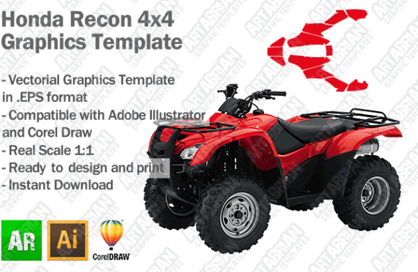 Honda Recon 4x4 ATV Quad Graphics Template