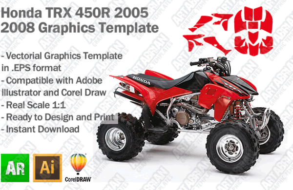 Honda TRX 450R ATV Quad 2005 2006 2007 2008 Graphics Template