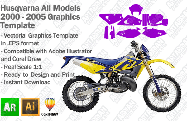 Husqvarna Enduro MX Motocross All Models 2000 2001 2002 2003 2004 2005 Graphics Template