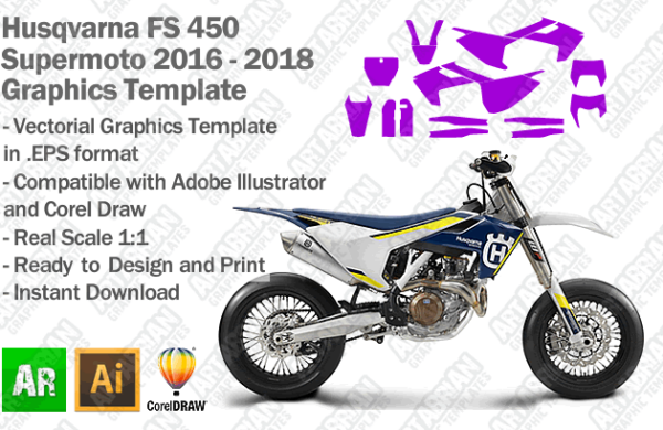 Husqvarna FS 450 Supermoto 2016 2017 2018 Graphics Template
