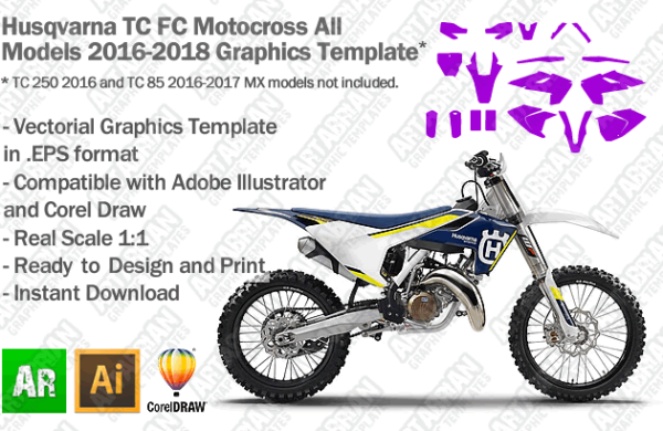 Husqvarna TC FC MX Motocross All Models 2016 2017 2018 Graphics Template