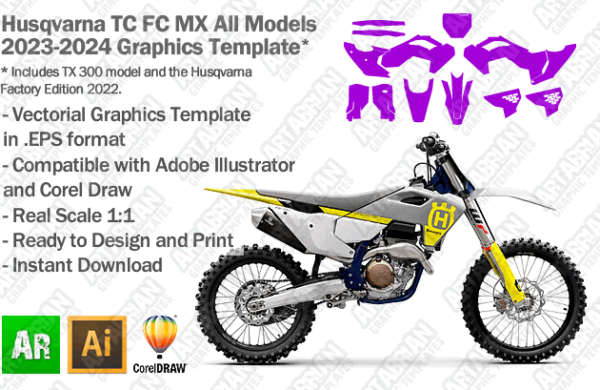 Husqvarna TC FC MX Motocross All Models 2023 2024 Graphics Template