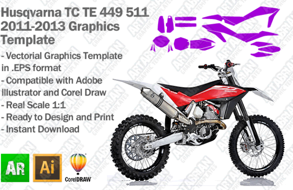 Husqvarna TE TC 449 511 Enduro MX Motocross 2011 2012 2013 Graphics Template