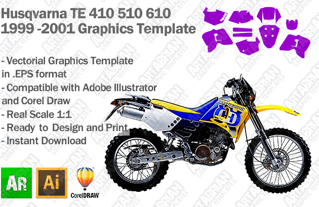 Husqvarna TE 410 510 610 1999 2000 2001 Graphics Template - Artabrian ...