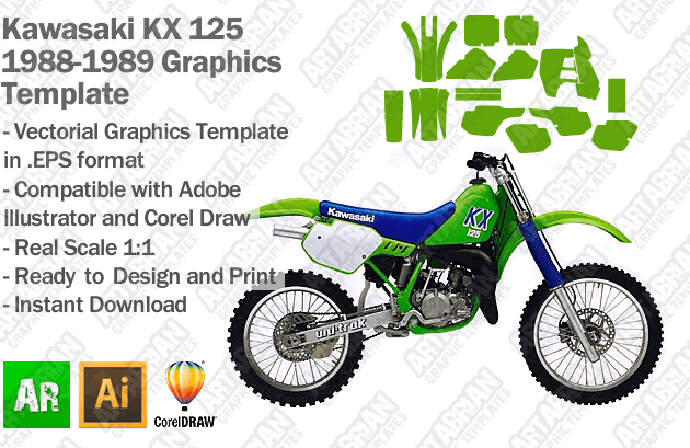 kawasaki-kx-125-1988-1989-graphics-template - Artabrian™ - MX ATV Templates