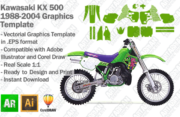 Kawasaki KX 500 1988 1989 1990 1991 1992 1993 1994 1995 1996 1997 1998 1999 2000 2001 2002 2003 2004 Graphics Template