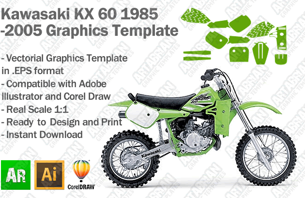 Kawasaki KX 60 1985 1986 1987 1988 1989 1990 1991 1992 1993 1994 1995 1996  1997 1998 1999 2000 2001 2002 2003 2004 2005 Graphics Template