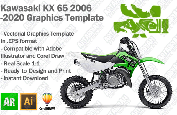 Kawasaki KX 65 MX Motocross 2006 2007 2008 2009 2010 2011 2012 2013 2014 2015 2017 2017 2018 2019 2020 Graphics Template