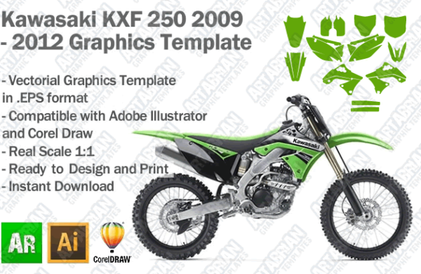 Kawasaki KXF 250 MX Motocross 2009 2010 2011 2012 Graphics Template