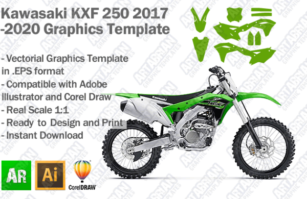 Kawasaki KXF 250 MX Motocross 2017 2018 2019 2020 Graphics Template
