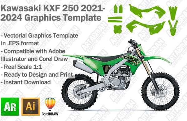 Kawasaki KXF 250 MX Motocross 2021 2022 2023 2024 Graphics Template