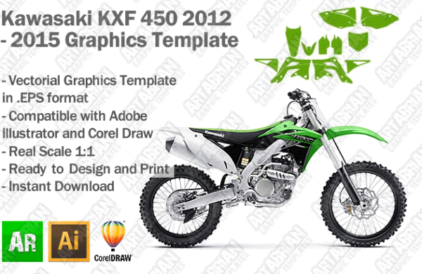 Kawasaki KXF 450 MX Motocross 2012 2013 2014 2015 Graphics Template