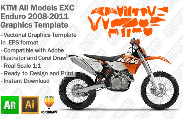 KTM EXC XC XCF Enduro All Models 2008 2009 2010 2011 Graphics Template