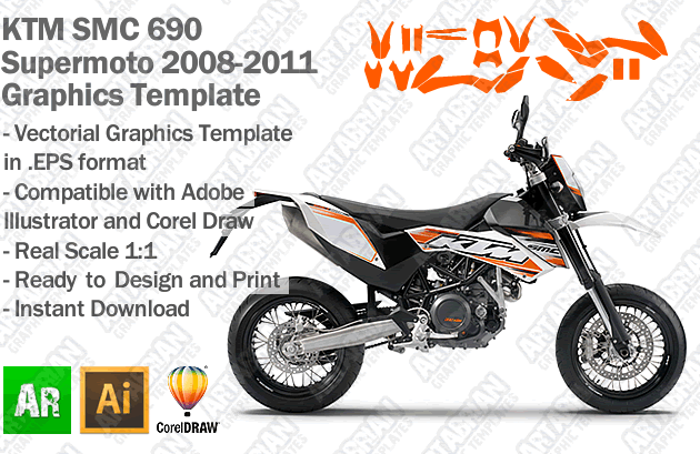 KTM SMC 690 Supermoto 2008 2009 2010 2011 Graphics Template - Artabrian ...