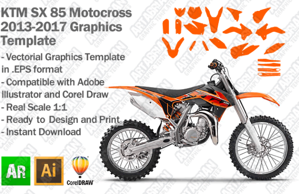KTM SX 85 MX Motocross 2013 2014 2015 2016 2017 Graphics Template
