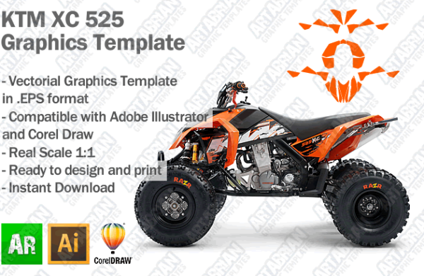 KTM XC 525 ATV Quad Graphics Template