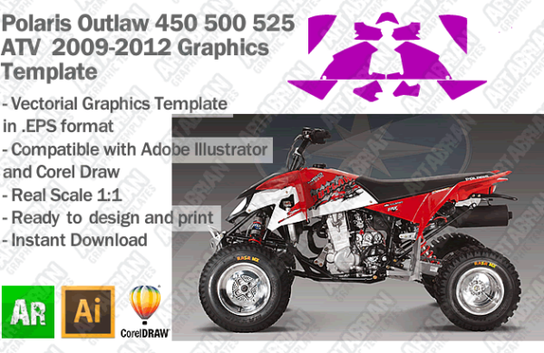 Polaris Outlaw 450 500 525 ATV Quad 2009 2010 2011 2012 Graphics Template