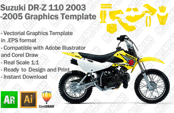 Suzuki DRZ 110 2003 2004 2005 Graphics Template