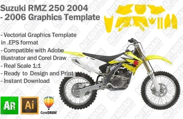 Suzuki RMZ 250 MX Motocross 2004 2005 2006 Graphics Template