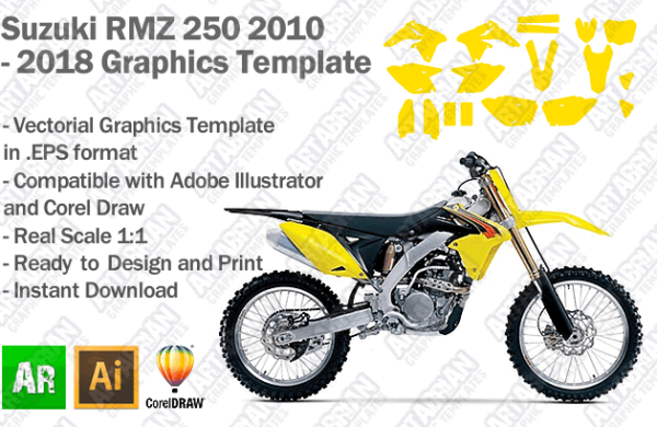 Suzuki RMZ 250 MX Motocross 2010 2011 2012 2013 2014 2015 2016 2017 2018 Graphics Template