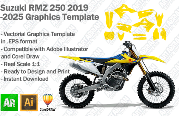 Suzuki RMZ 250 MX Motocross 2019 2020 2021 2022 2023 2024 2025 Graphics Template