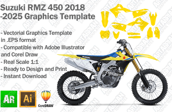 Suzuki RMZ 450 MX Motocross 2018 2019 2020 2021 2022 2023 2024 2025 Graphics Template