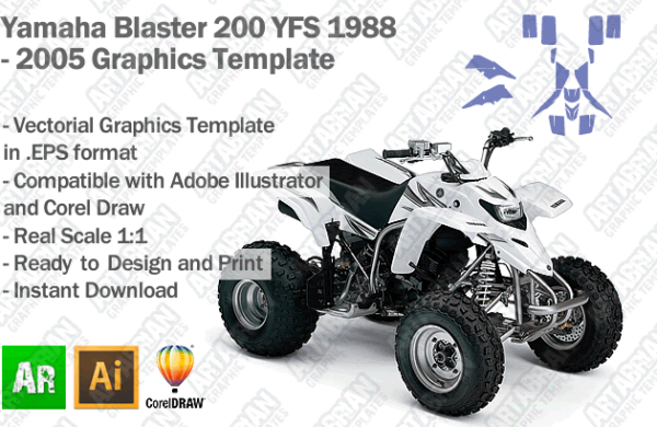 Yamaha Blaster 200 YFS ATV Quad Graphics Template