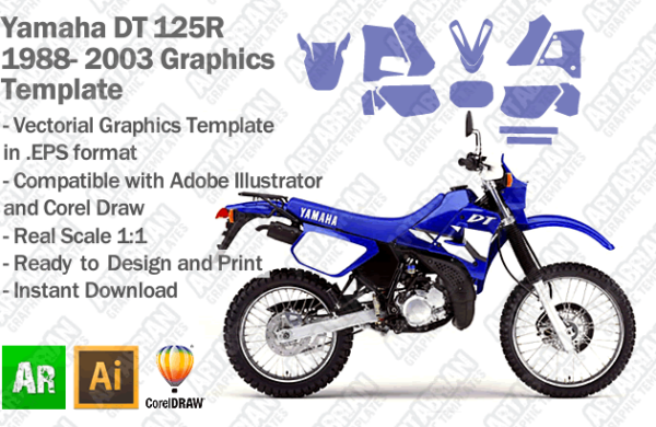 Yamaha DT 125R Trail 1988 1989 1990 1991 1992 1993 1994 1995 1996 1997 1998 1999 2000 2001 2002 2003 Graphics Template