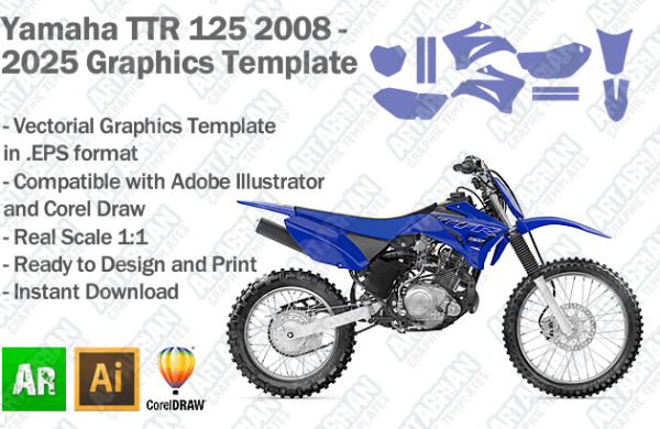 Yamaha TTR 125 2008 2009 2010 2011 2012 2013 2014 2015 2016 2017 2018 2019 2020 2021 2022 2023 2024 2025 Graphics Template