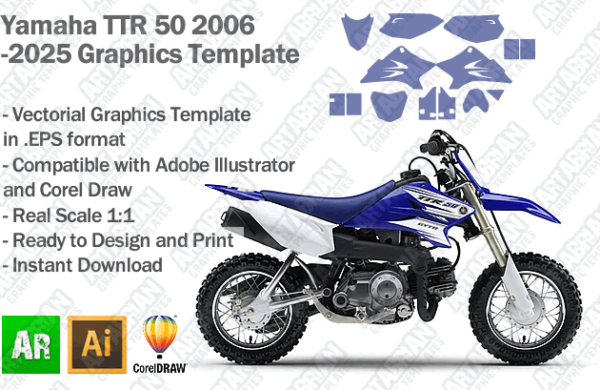 Yamaha TTR 50 2006 2007 2008 2009 2010 2011 2012 2013 2014 2015 2016 2017 2018 2019 2020 2021 2022 2023 2024 2025 Graphics Template