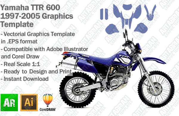Yamaha TTR 600 Enduro Trail 1997 1998 1999 2000 2001 2002 2003 2004 2005 Graphics Template