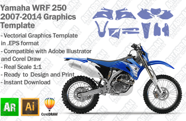 Yamaha WRF 250 Enduro 2007 2008 2009 2010 2011 2012 2013 2014 Graphics Template