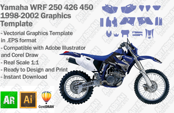 Yamaha WRF 250 426 450 Enduro 1998 1999 2000 2001 2002 Graphics Template