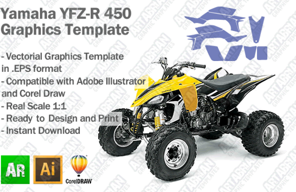 Yamaha YFZ-R 450 ATV Quad 2003 2004 2005 2006 2007 2008 Graphics Template