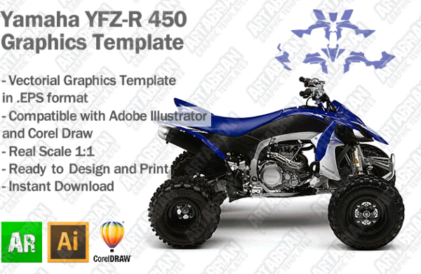 Yamaha YFZ-R 450 ATV Quad 2009 2010 2011 2012 2013 Graphics Template